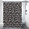 Black Bowling Pins Pattern Print Shower Curtain