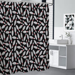 Black Bowling Pins Pattern Print Shower Curtain