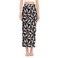 Black Bowling Pins Pattern Print Side Slit Maxi Skirt
