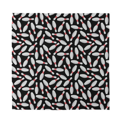 Black Bowling Pins Pattern Print Silk Bandana