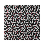 Black Bowling Pins Pattern Print Silk Bandana