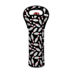 Black Bowling Pins Pattern Print Single Neoprene Wine Tote