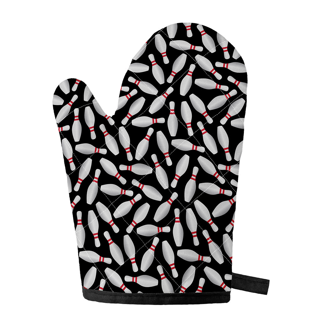 Black Bowling Pins Pattern Print Single Oven Mitt