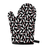 Black Bowling Pins Pattern Print Single Oven Mitt