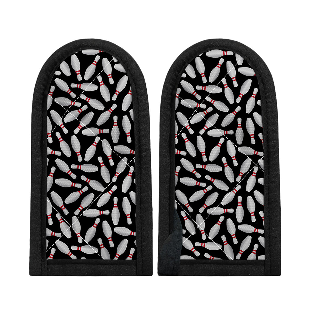 Black Bowling Pins Pattern Print Skillet Handle Cover