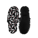 Black Bowling Pins Pattern Print Slippers