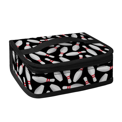 Black Bowling Pins Pattern Print Small Lunch Bag