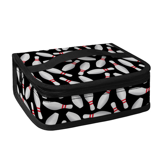 Black Bowling Pins Pattern Print Small Lunch Bag