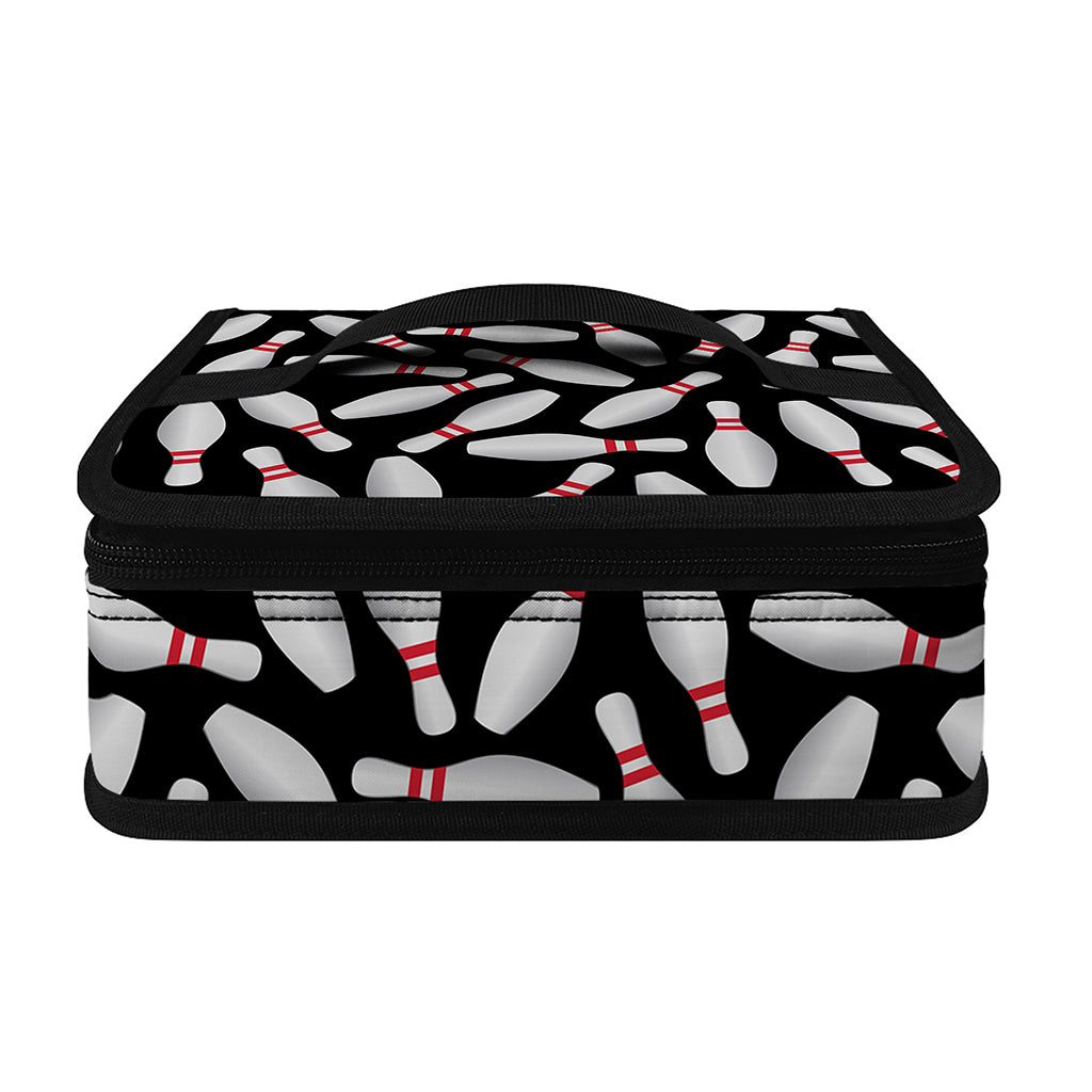 Black Bowling Pins Pattern Print Small Lunch Bag