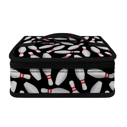 Black Bowling Pins Pattern Print Small Lunch Bag