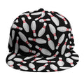 Black Bowling Pins Pattern Print Snapback Cap