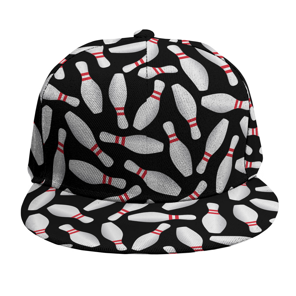 Black Bowling Pins Pattern Print Snapback Cap