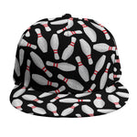 Black Bowling Pins Pattern Print Snapback Cap