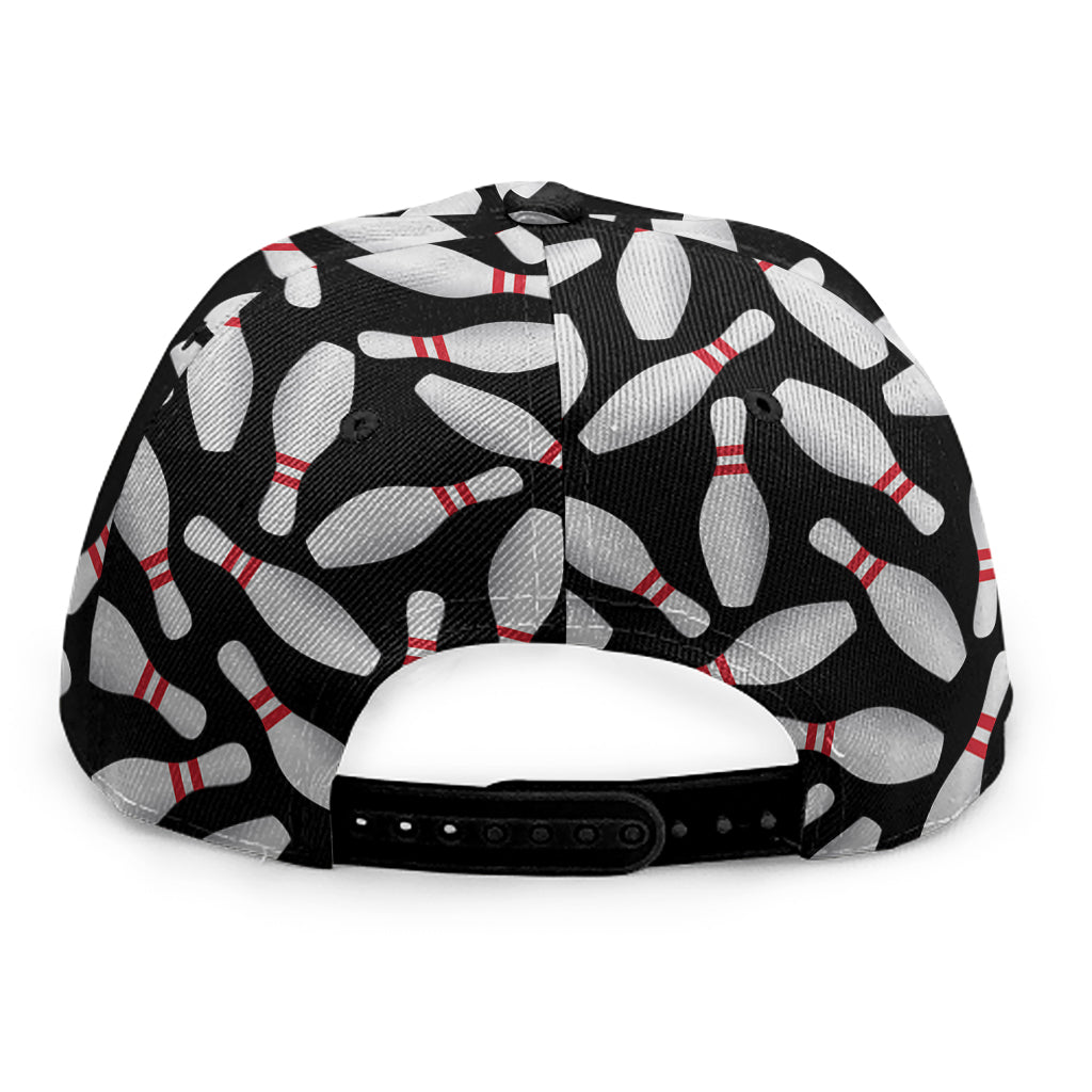Black Bowling Pins Pattern Print Snapback Cap