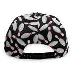 Black Bowling Pins Pattern Print Snapback Cap
