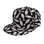 Black Bowling Pins Pattern Print Snapback Cap