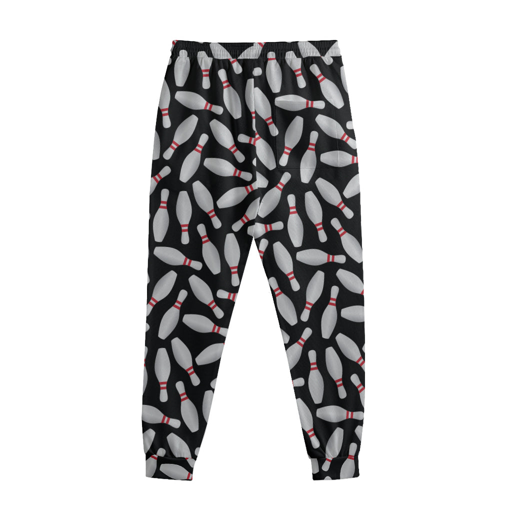 Black Bowling Pins Pattern Print Sweatpants