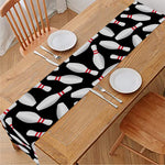 Black Bowling Pins Pattern Print Table Runner