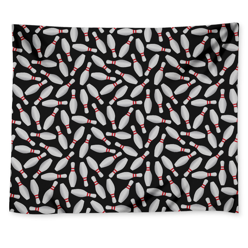 Black Bowling Pins Pattern Print Tapestry