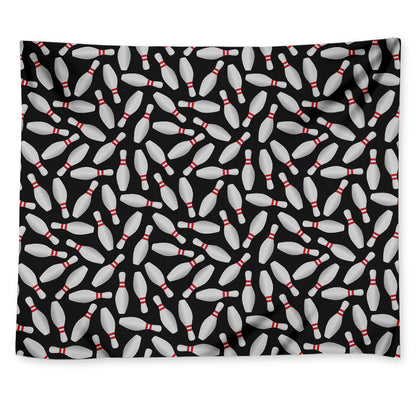 Black Bowling Pins Pattern Print Tapestry