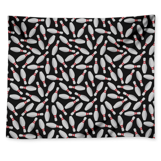 Black Bowling Pins Pattern Print Tapestry