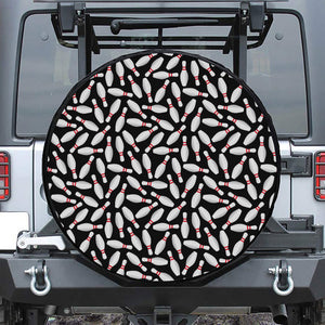 Black Bowling Pins Pattern Print Tire Cover