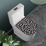 Black Bowling Pins Pattern Print Toilet Lid Cover