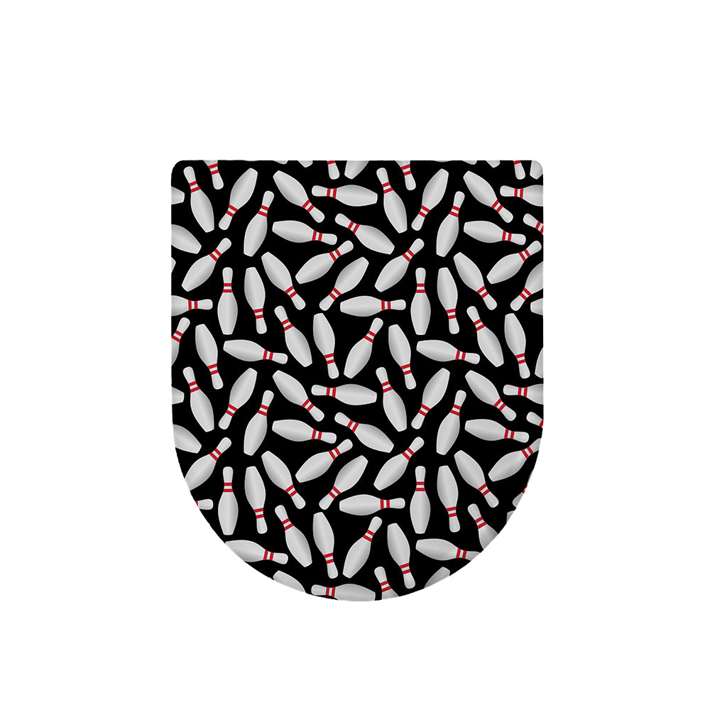 Black Bowling Pins Pattern Print Toilet Lid Cover