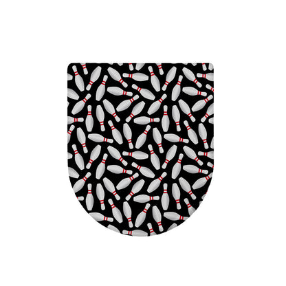 Black Bowling Pins Pattern Print Toilet Lid Cover