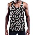 Black Bowling Pins Pattern Print Men's Workout Tank Top