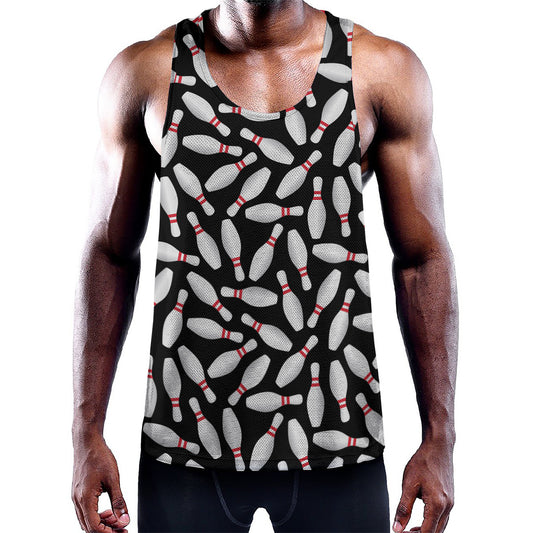 Black Bowling Pins Pattern Print Training Tank Top