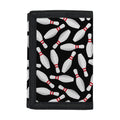 Black Bowling Pins Pattern Print Trifold Wallet