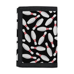 Black Bowling Pins Pattern Print Trifold Wallet