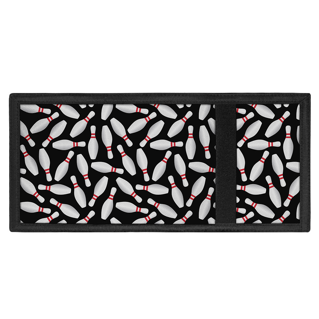 Black Bowling Pins Pattern Print Trifold Wallet