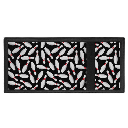 Black Bowling Pins Pattern Print Trifold Wallet