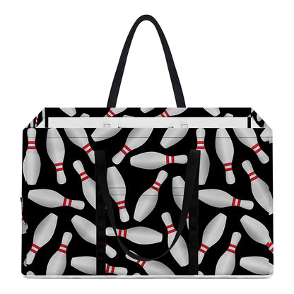 Black Bowling Pins Pattern Print Utility Tote Bag