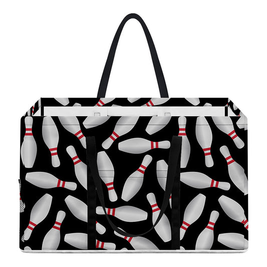 Black Bowling Pins Pattern Print Utility Tote Bag
