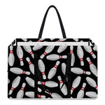 Black Bowling Pins Pattern Print Utility Tote Bag
