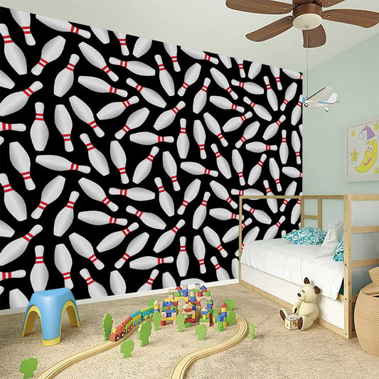 Black Bowling Pins Pattern Print Wall Sticker