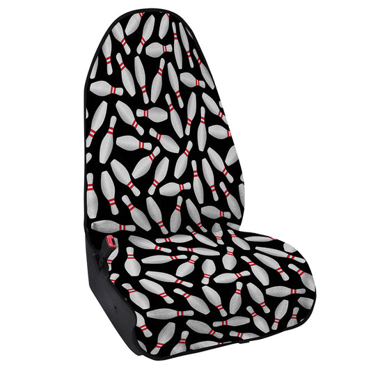 Black Bowling Pins Pattern Print Waterproof Car Seat Cover