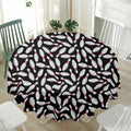 Black Bowling Pins Pattern Print Waterproof Round Tablecloth
