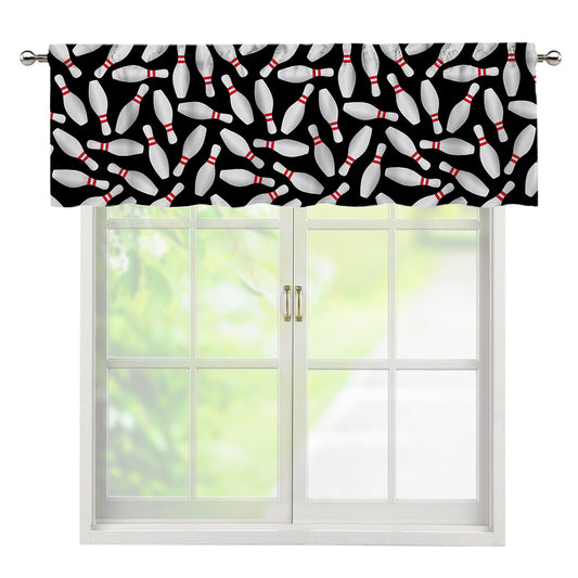 Black Bowling Pins Pattern Print Window Valance
