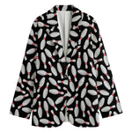 Black Bowling Pins Pattern Print Women's Blazer
