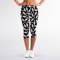 Black Bowling Pins Pattern Print Women's Capri Leggings