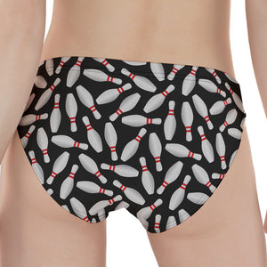 Black Bowling Pins Pattern Print Women's Panties