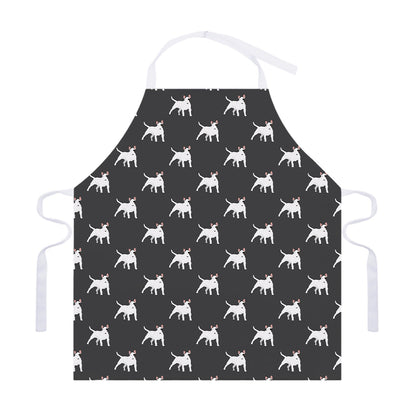 Black Bull Terrier Pattern Print Adjustable Apron