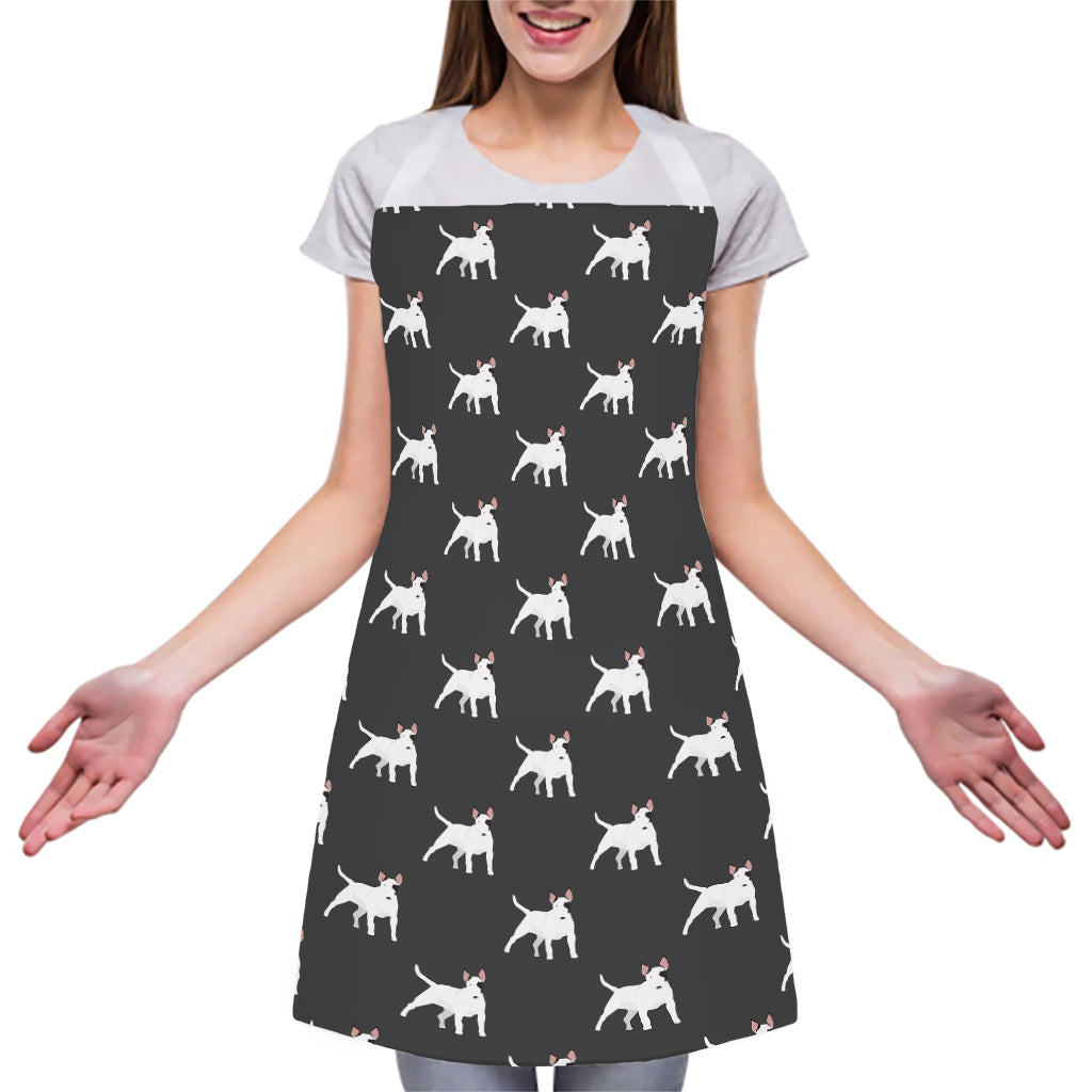 Black Bull Terrier Pattern Print Adjustable Apron