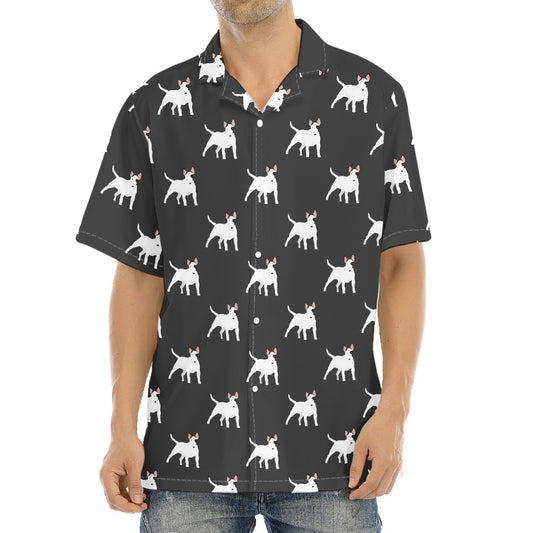 Black Bull Terrier Pattern Print Aloha Shirt