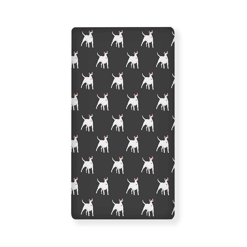 Black Bull Terrier Pattern Print Baby Crib Sheet