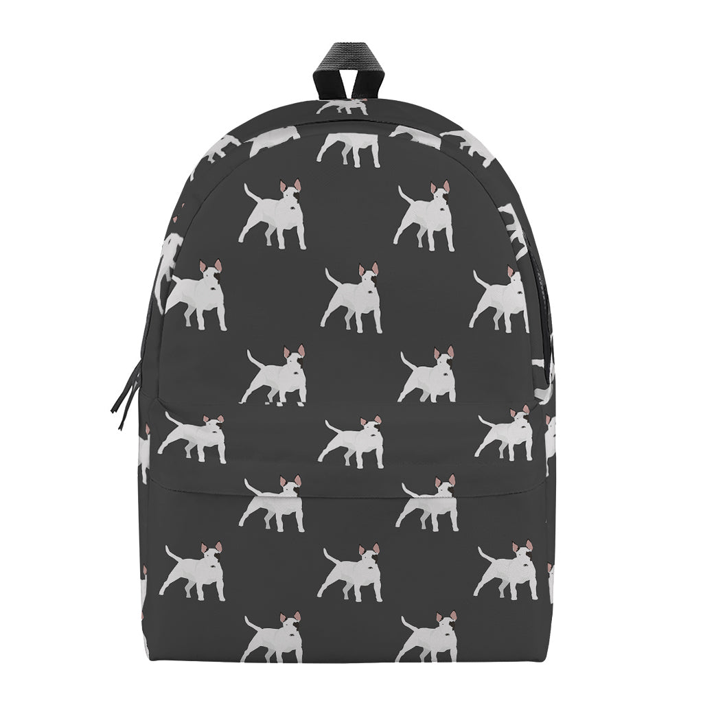 Black Bull Terrier Pattern Print Backpack
